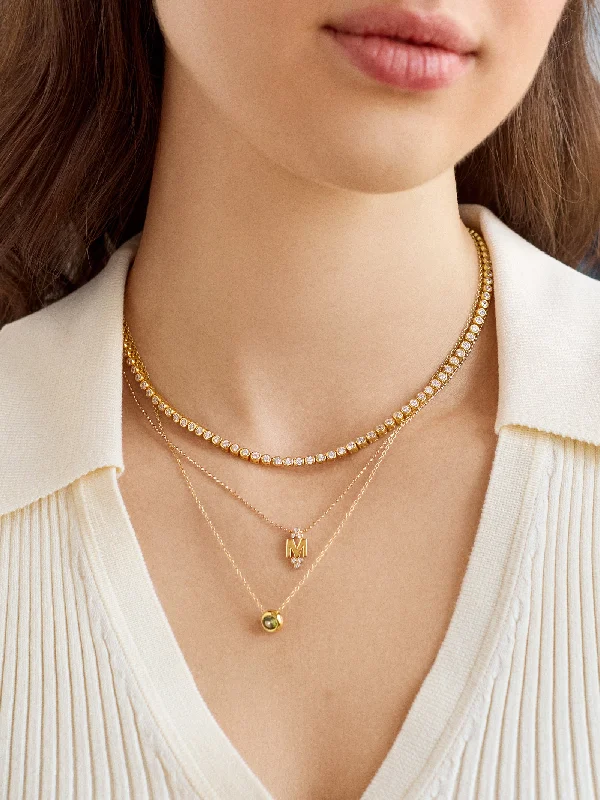 Initial Triad Necklace - Clear/Gold