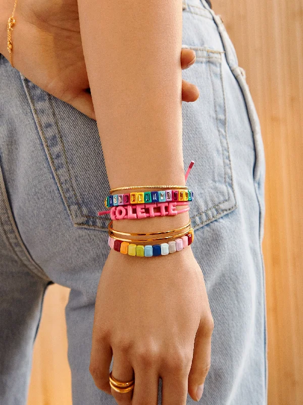 Say It All Custom Slider Bracelet - Hot Pink