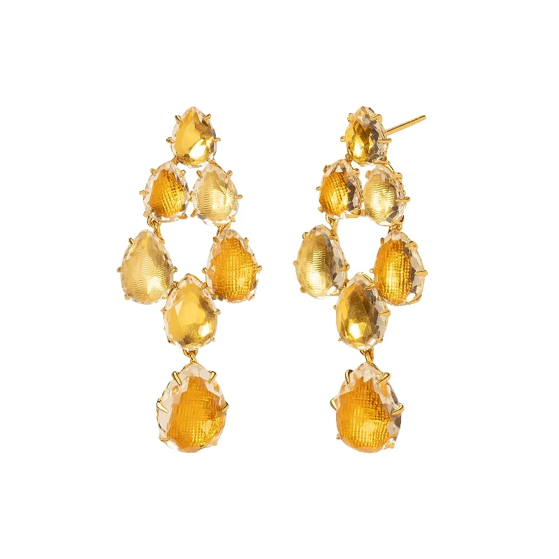 Caterina Swag Drop Earrings - Multi-Sunflower