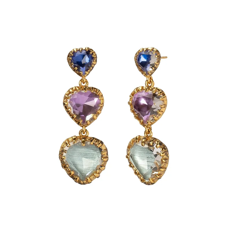 Valentina 'I love NY' Three Drop Earrings - Blue