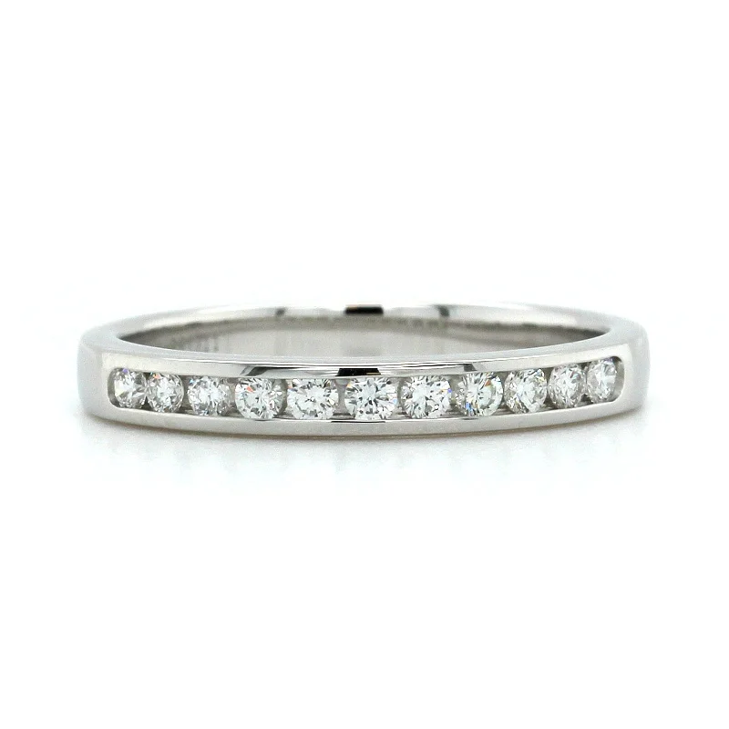 18K White Gold 11 Stone Channel Set Diamond Band