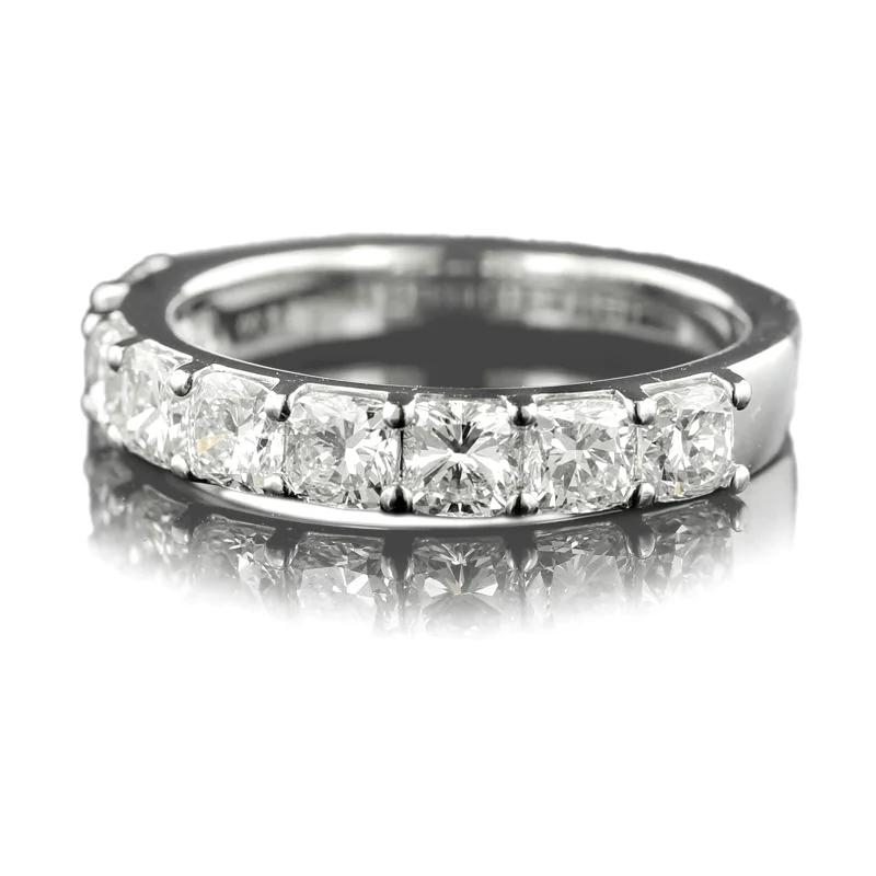 Platinum Shared Prong Cushion Cut Diamond Band