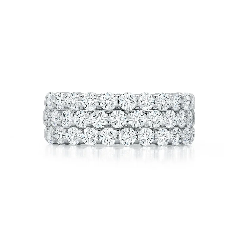 18K White Gold 3 Row Diamond Band