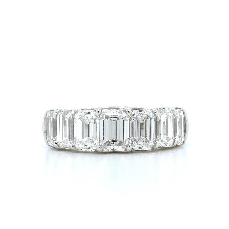 Platinum 7 Stone Emerald Cut Diamond Band