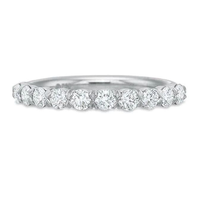 Platinum Prong Flush Set Diamond Band