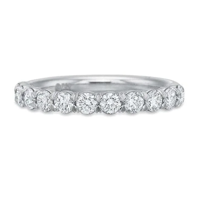 Platinum Prong Flush Set Diamond Band