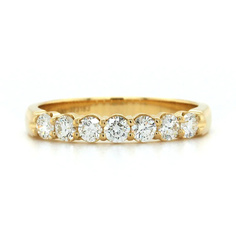 18K Yellow Gold 7 Stone Shared Prong Diamond Band