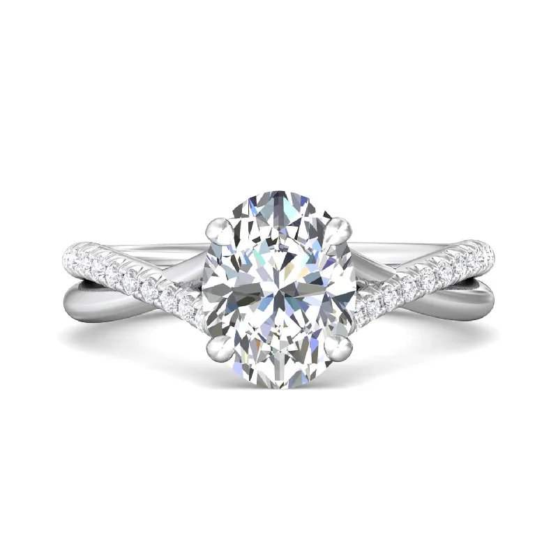 Platinum Twisted 4 Prong Diamond Engagement Setting with Hidden Halo