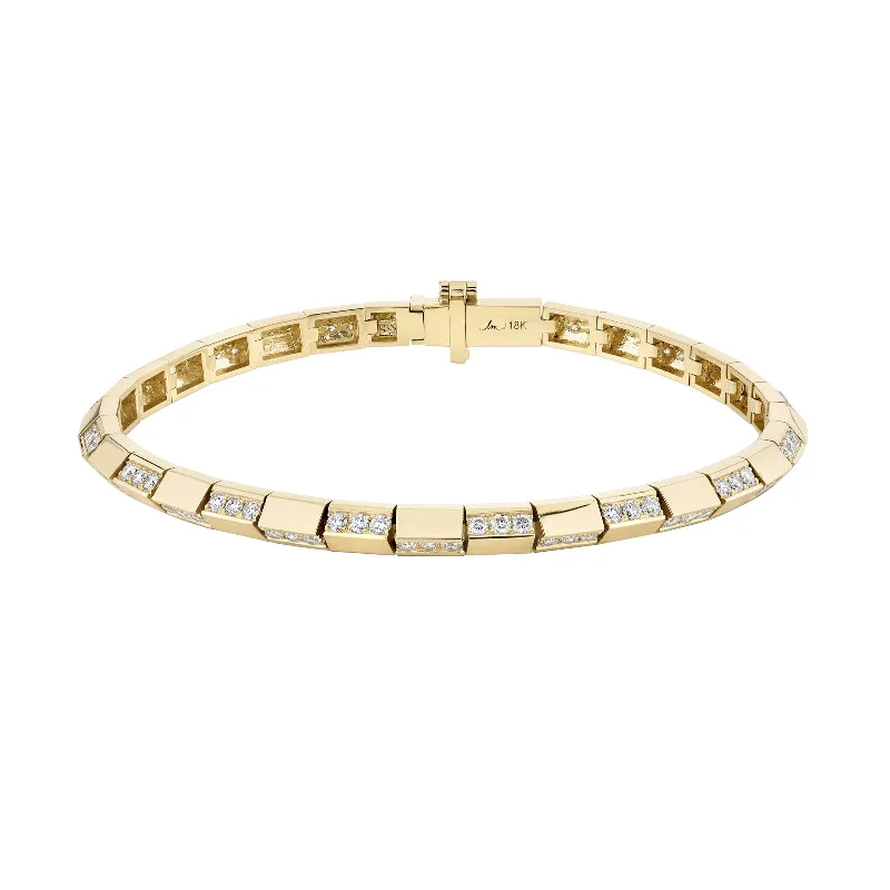 Alternating Diamond Knife Edge Bar Tennis Bracelet