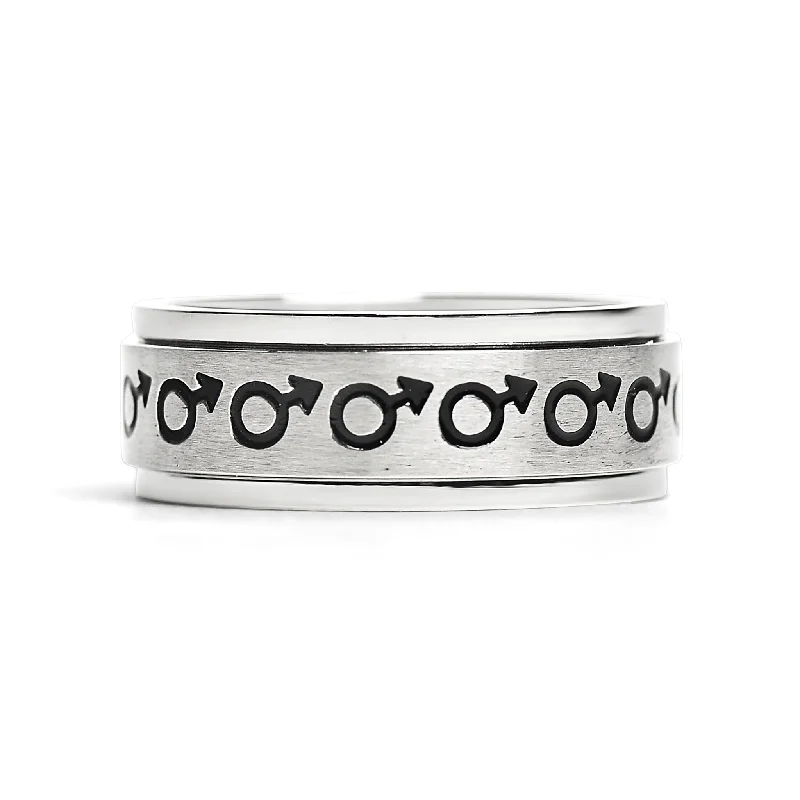 Male Symbol Spinner Stainless Steel Ring / RRJ0066