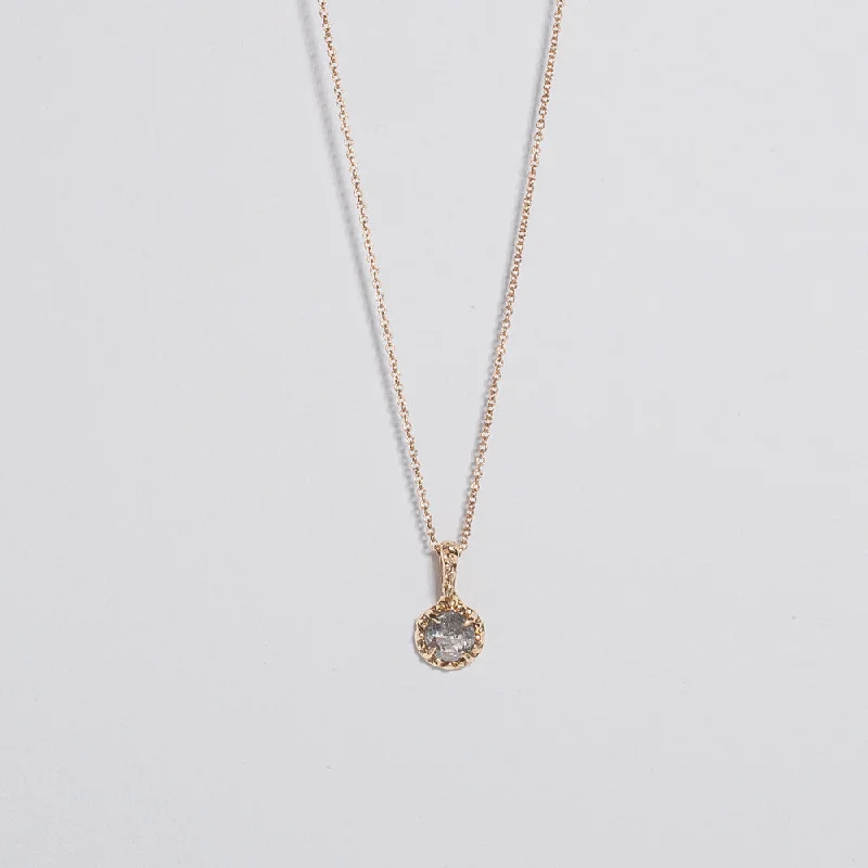 MATRIX HALO NECKLACE | 14K GOLD | SALT & PEPPER DIAMOND