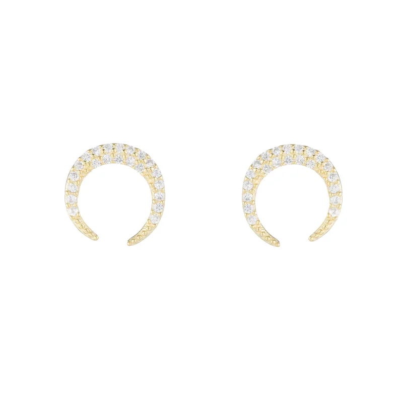 Melrose Pavé CZ Crescent Earrings