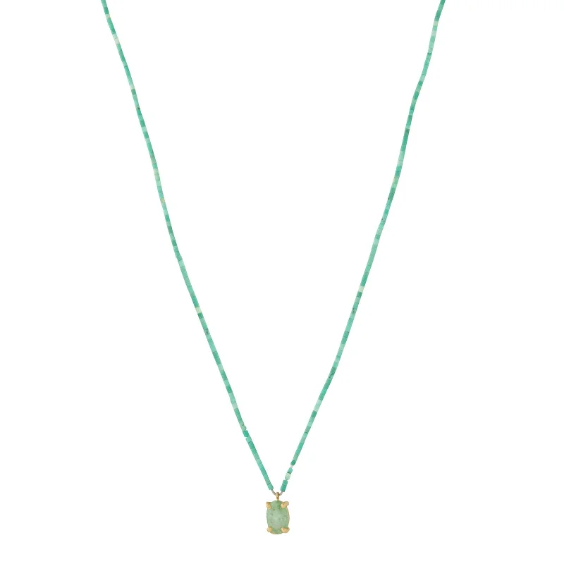 Tiny Turquoise Beaded Blue Tourmaline Pendant Necklace