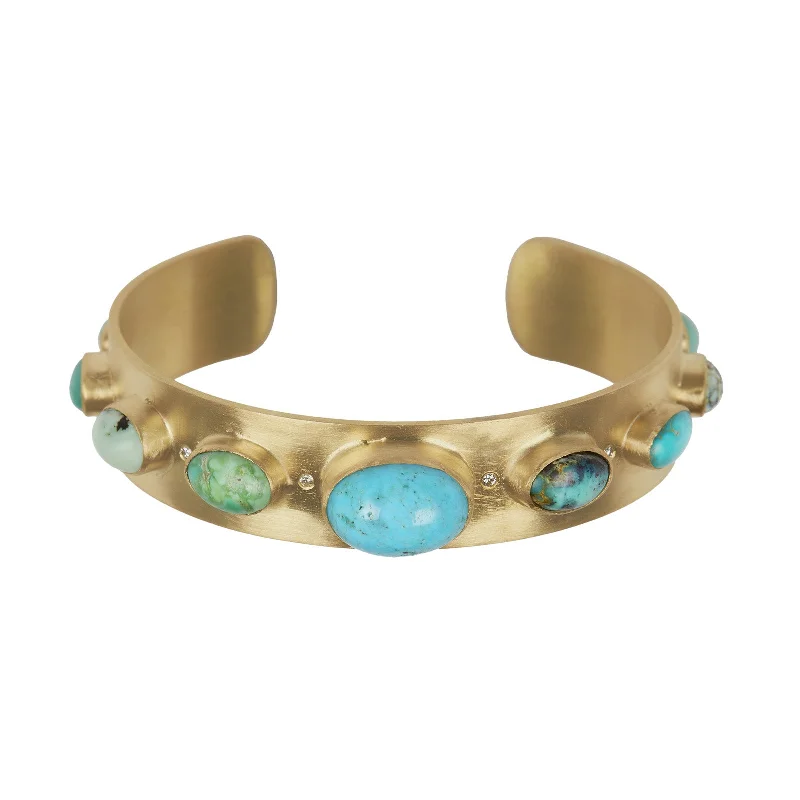 Turquoise and Variscite Gold Cuff