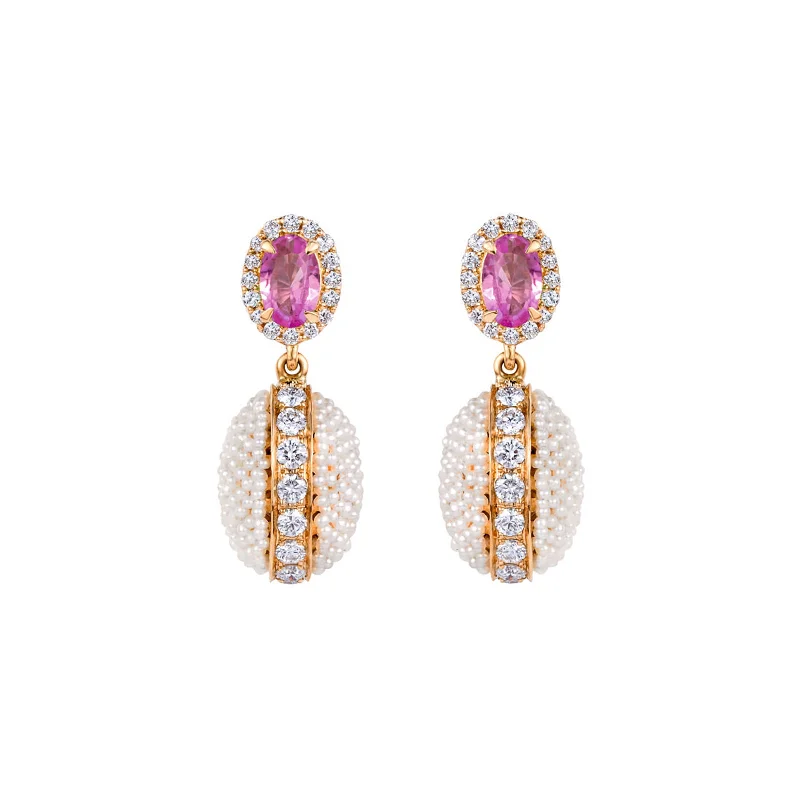 Bombay Oval Earrings - Pink Sapphire