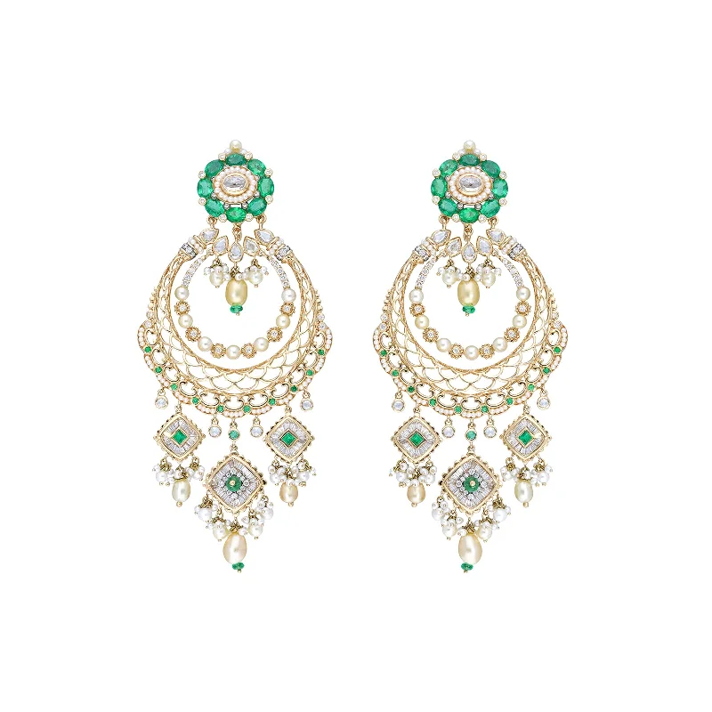 Jodhpur Chandelier Earrings - Emerald