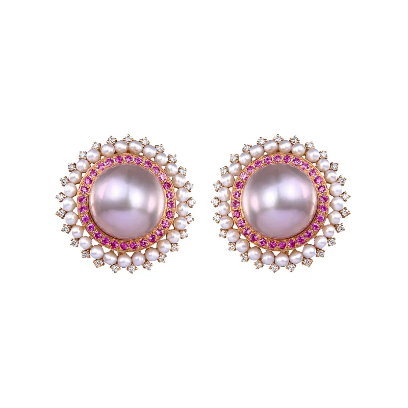 Kyoto Dome Earrings - Pink Sapphire