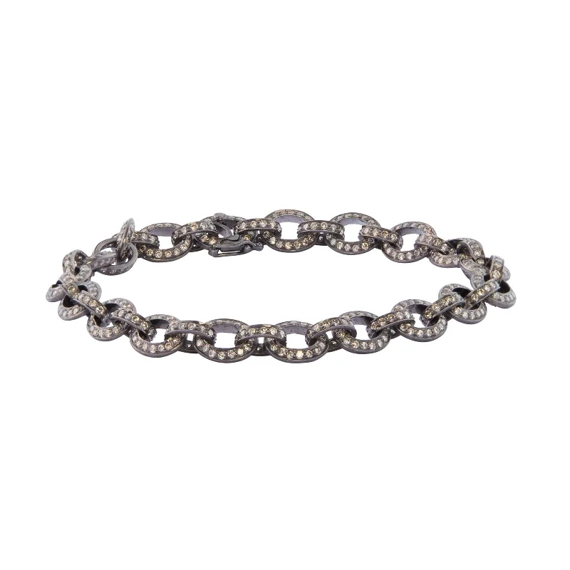 Indo Russian Oval Link Bracelet - Sterling Silver