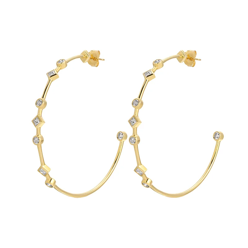 Large Dotted Diamond Hoops