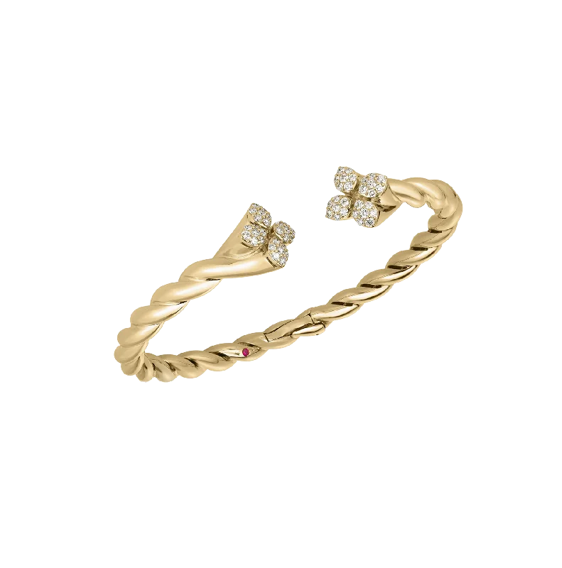 Roberto Coin Love in Verona Yellow Gold Twist Diamond Cuff