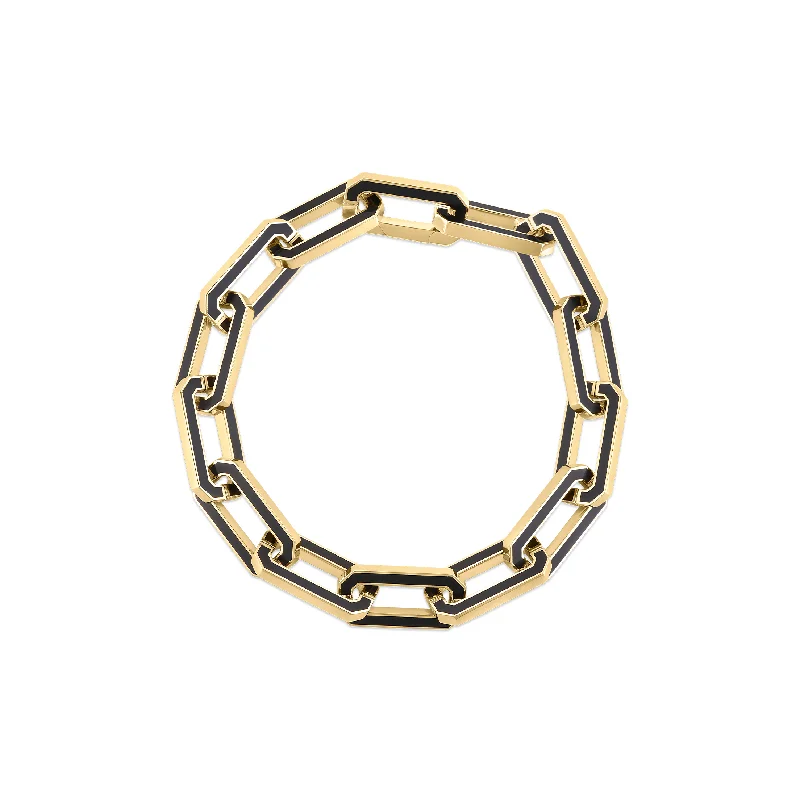 Roberto Coin Yellow Gold and Black Ceramic Link Bracelet