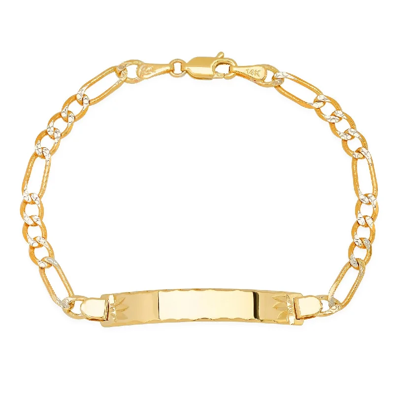 Roberto Martinez 14KT Yellow Gold With Rhodium Plating 7-inch Figaro ID Bracelet