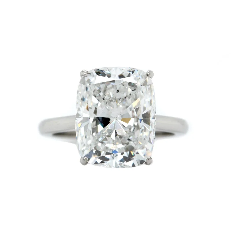 Platinum 4 Prong Cathedral Mounted Cushion Cut Diamond Engagement Ring