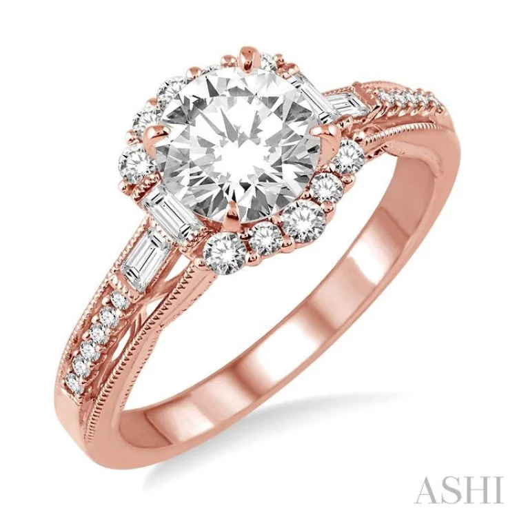 3/8 Ctw Diamond Semi-Mount Engagement Ring in 14K Rose Gold