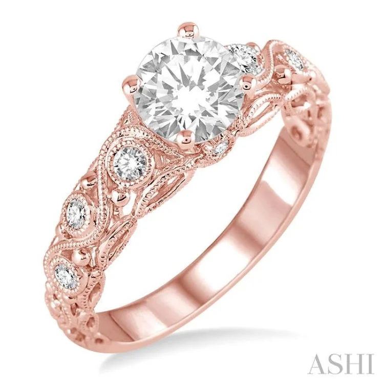 1/6 Ctw Diamond Semi-mount Engagement Ring in 14K Rose Gold