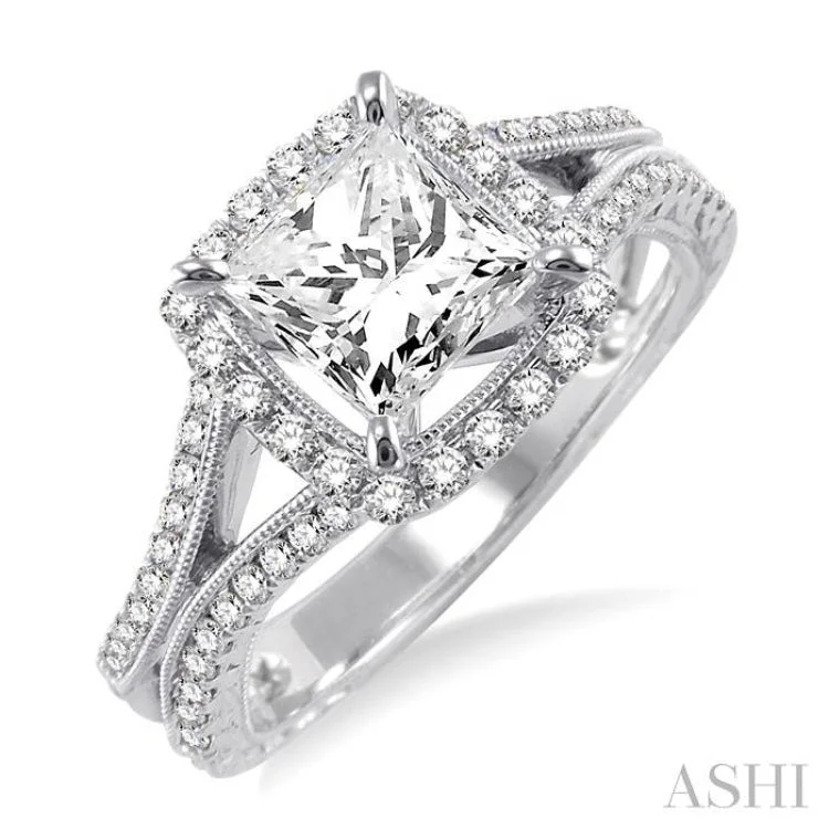 1/2 Ctw Diamond Semi-Mount Engagement Ring in 14K White Gold