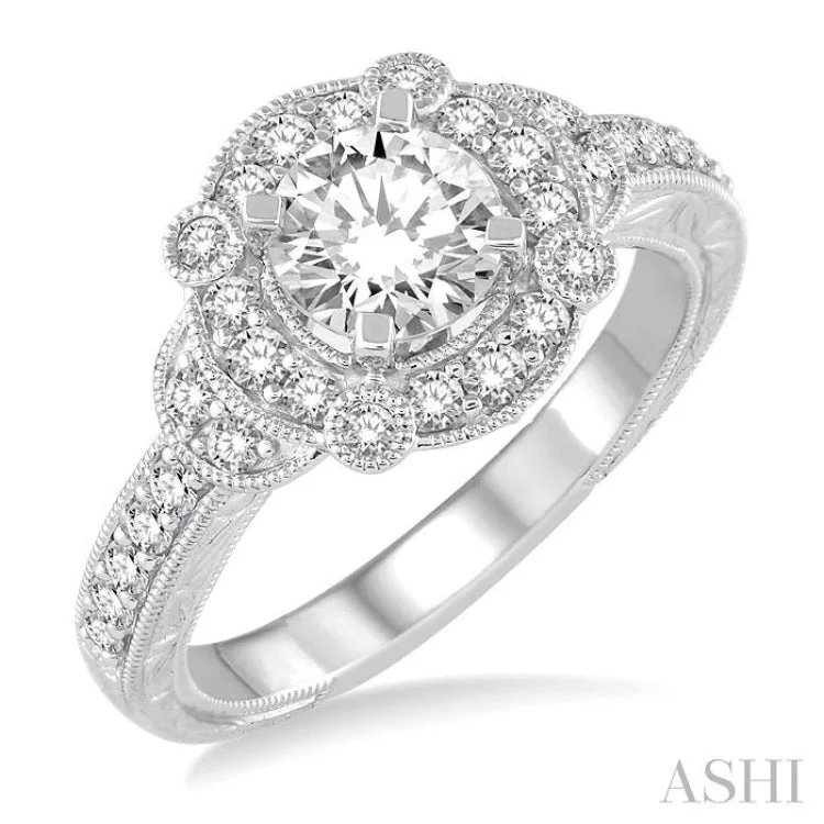 1/2 Ctw Diamond Semi-mount Engagement Ring in 14K White Gold