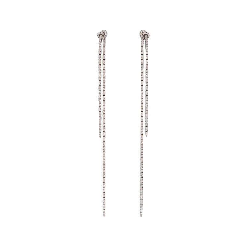 Long Knot Drop Earrings - Grey Diamond