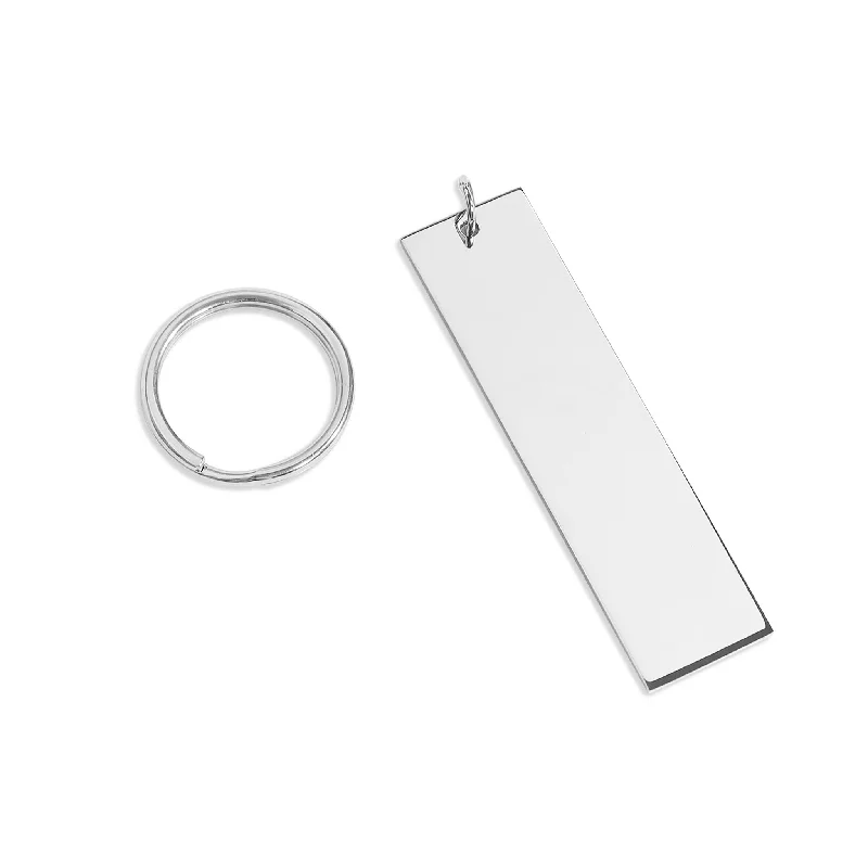 Stainless Steel Rectangle Engravable Blank Keychain Kit / BND0035