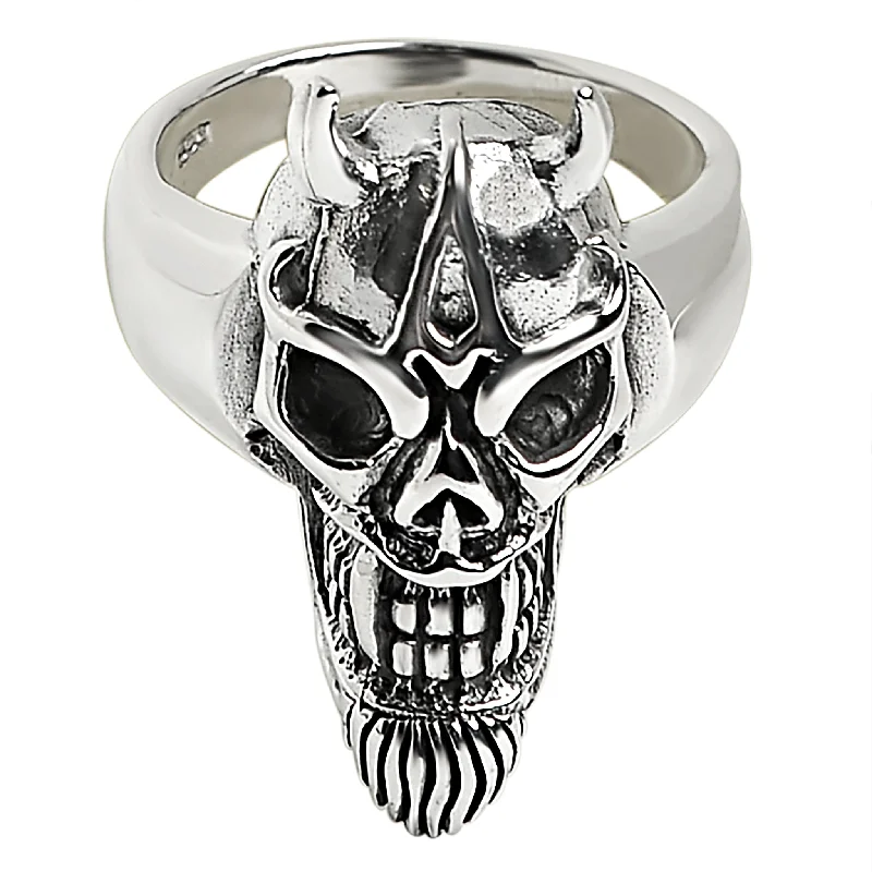 Sterling Silver Devil Skull Ring / SSR0023