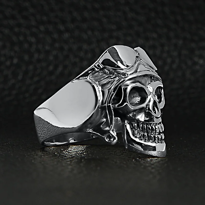 Sterling Silver Pilot Skull Ring / SSR0020