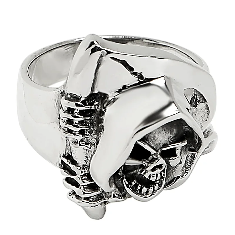 Sterling Silver Grim Reaper Skull Ring / SSR0005