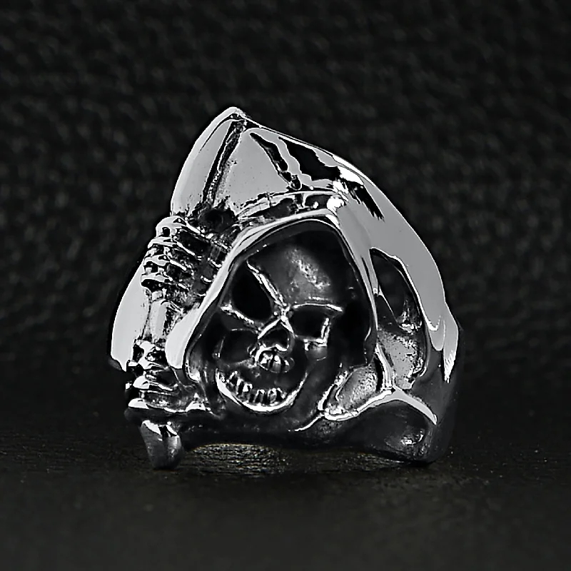 Sterling Silver Grim Reaper Skull Ring / SSR0005