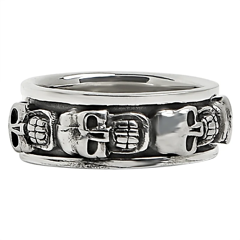 Sterling Silver Skull Spinner Ring / SSR0037