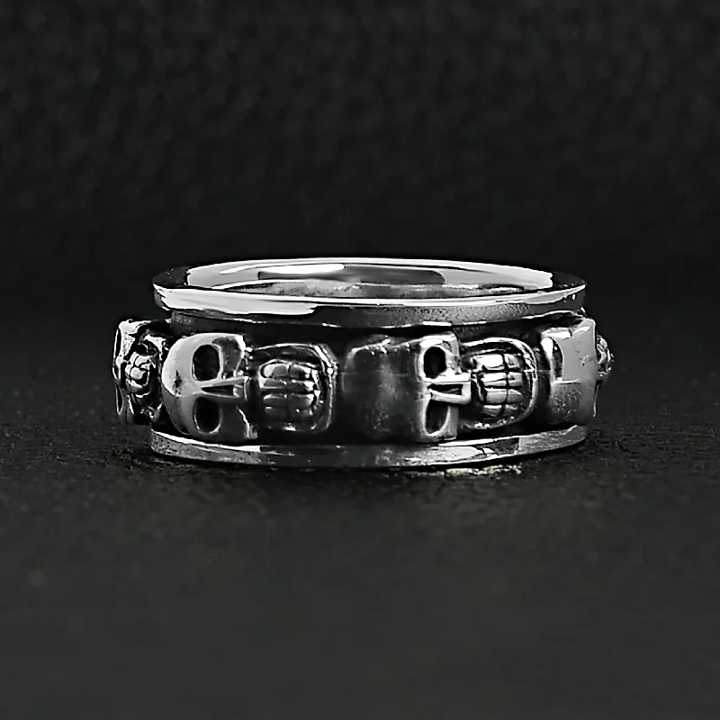 Sterling Silver Skull Spinner Ring / SSR0037