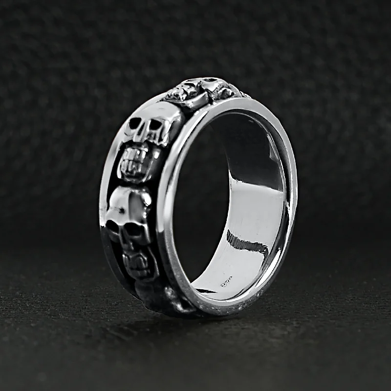 Sterling Silver Skull Spinner Ring / SSR0037