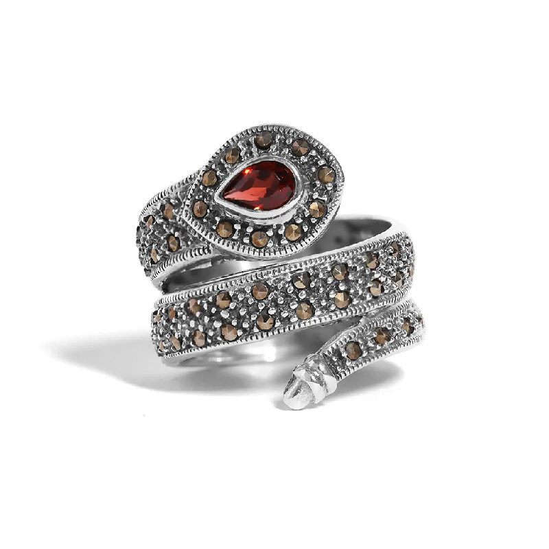 Sterling Silver Textured CZ Snake Ring / DIS0220