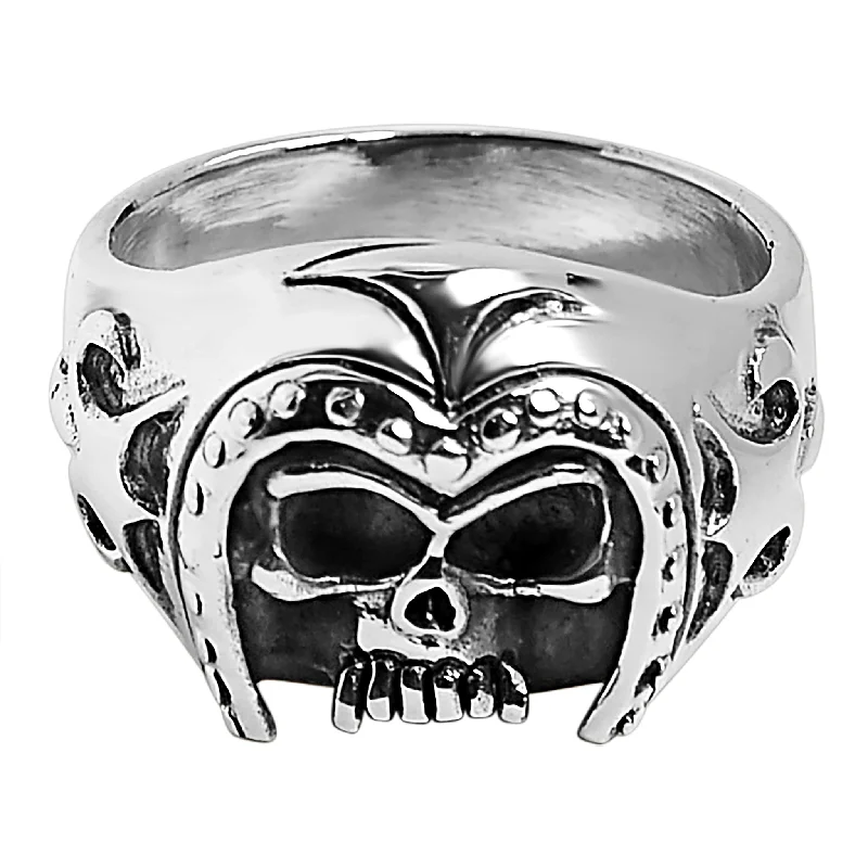 Sterling Silver Medieval Knight Warrior Skull Ring / SSR0019