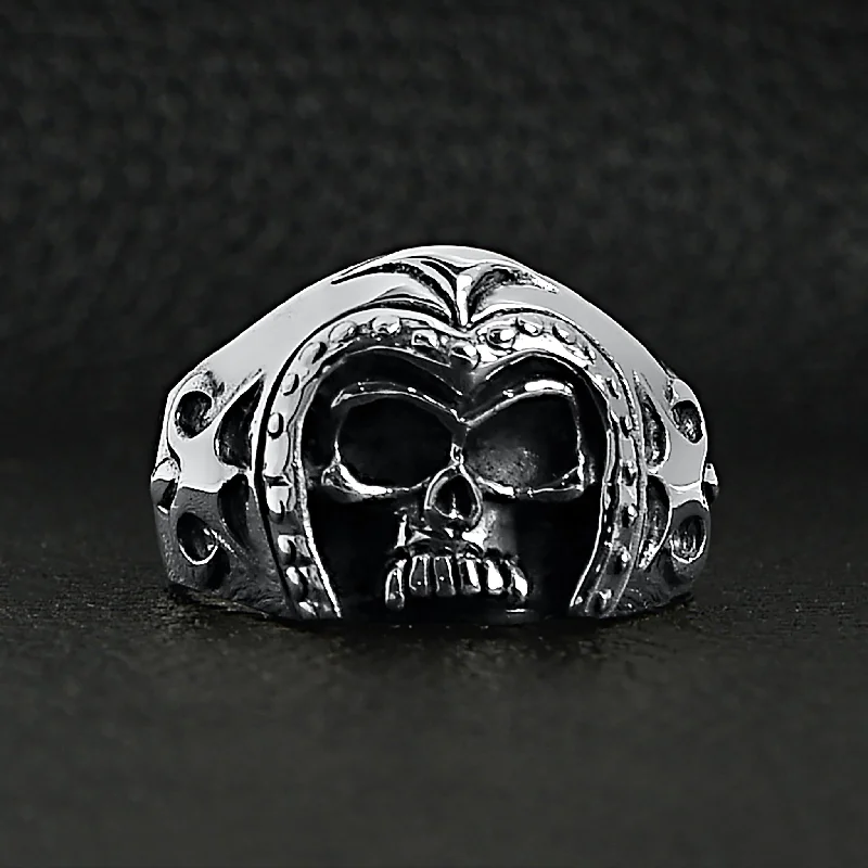 Sterling Silver Medieval Knight Warrior Skull Ring / SSR0019