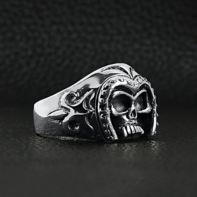 Sterling Silver Medieval Knight Warrior Skull Ring / SSR0019