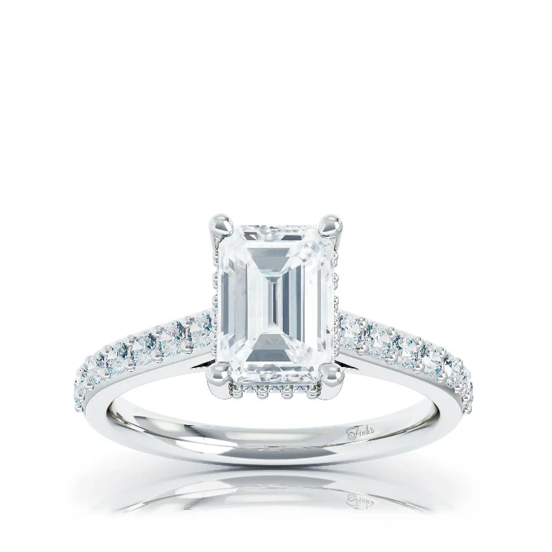 The Studio Collection Emerald Center Diamond with Diamond Gallery and Shank Engagement Ring