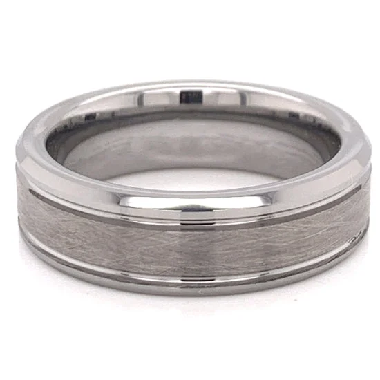 Tungsten Brushed Center Comfort Fit Ring / TGR1007