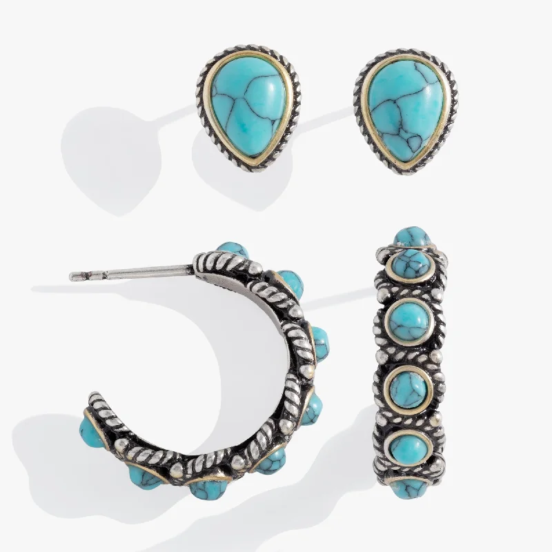 Turquoise Stud and Hoop Set