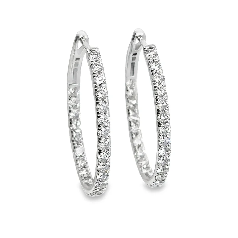 White Gold Inside Outside Diamond Hoop Earrings