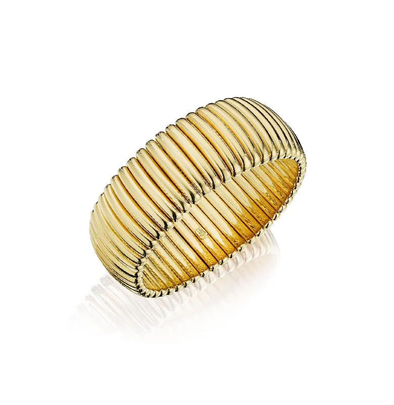 Sabel Collection Yellow Gold Wide Stretch Bangle