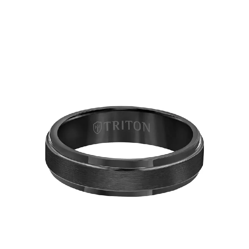 6MM Tungsten Carbide Ring - Satin Finish Center and Step Edge